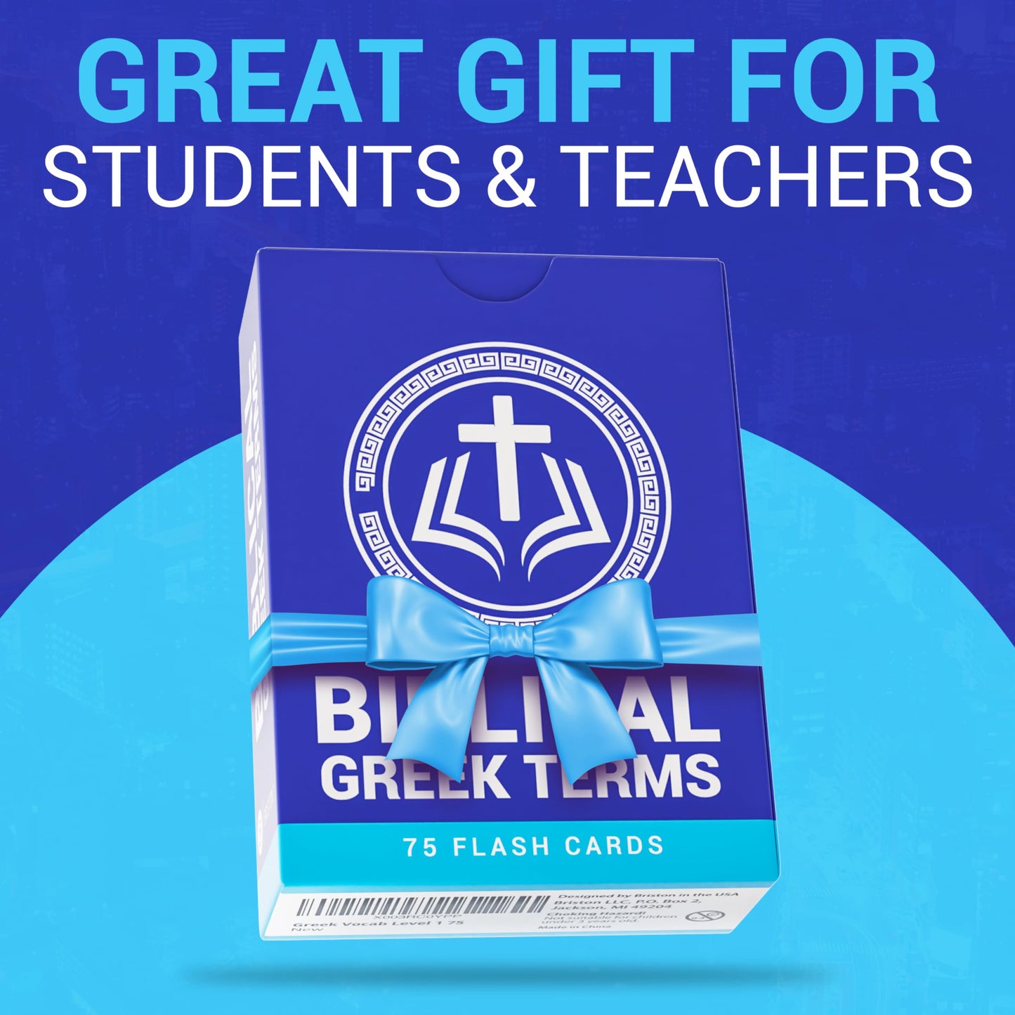 Briston Biblical Greek Vocabulary 75 Flash Cards – Learn English to Greek Scripture Common Vocab Terms – Language Translation Education for Christian Schools, Homeschool, Bible Study Groups, or Church