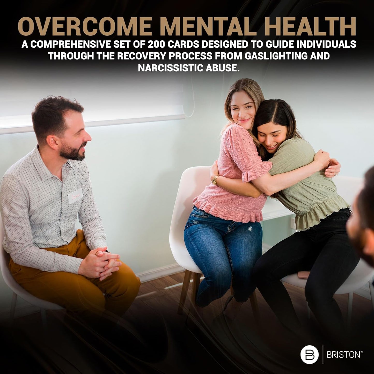 Briston Overcome Mental Health 200 Cards for Gaslighting & Narcissistic Abuse Therapy & Recovery, Counseling Conversations, Emotional Health, Relapse & Suicide Prevention and Mental Health Awareness