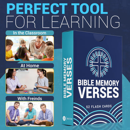 Briston 52-Week Bible Memory Verse Flash Cards – Year-Round Weekly Scripture – Multi-Translation Old & New Testament: ESV, NLT, NIV, KJV – Individual or Group Study - Inspirational Guidance & Goals