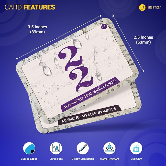 Advanced Music Theory Flash Cards – 70 Cards for Symbols, Notes & Time Signatures