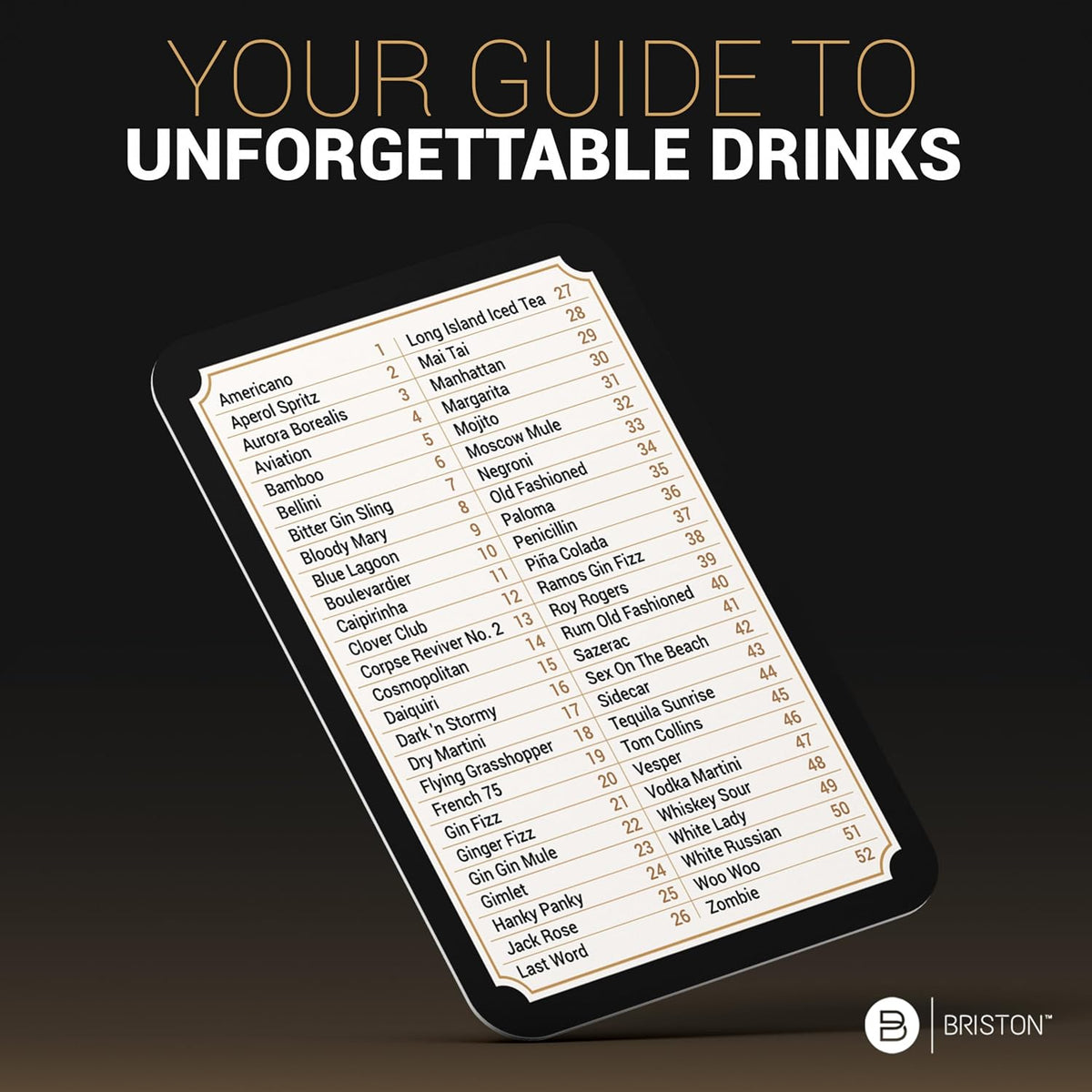 Cocktail Recipe Flash Cards – 52 Classic & Modern Drink Recipes