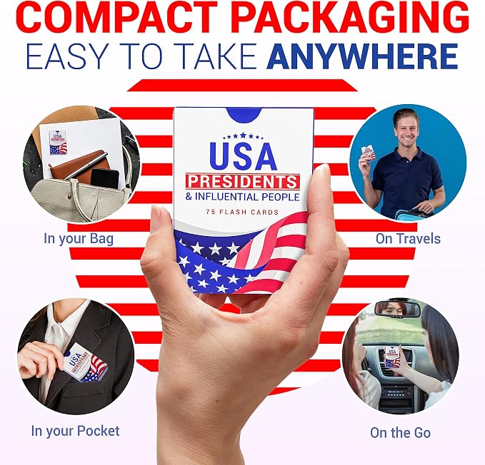 U.S. Presidents Flash Cards – 75 American History Leaders & Historical Figures