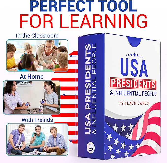 U.S. Presidents Flash Cards – 75 American History Leaders & Historical Figures