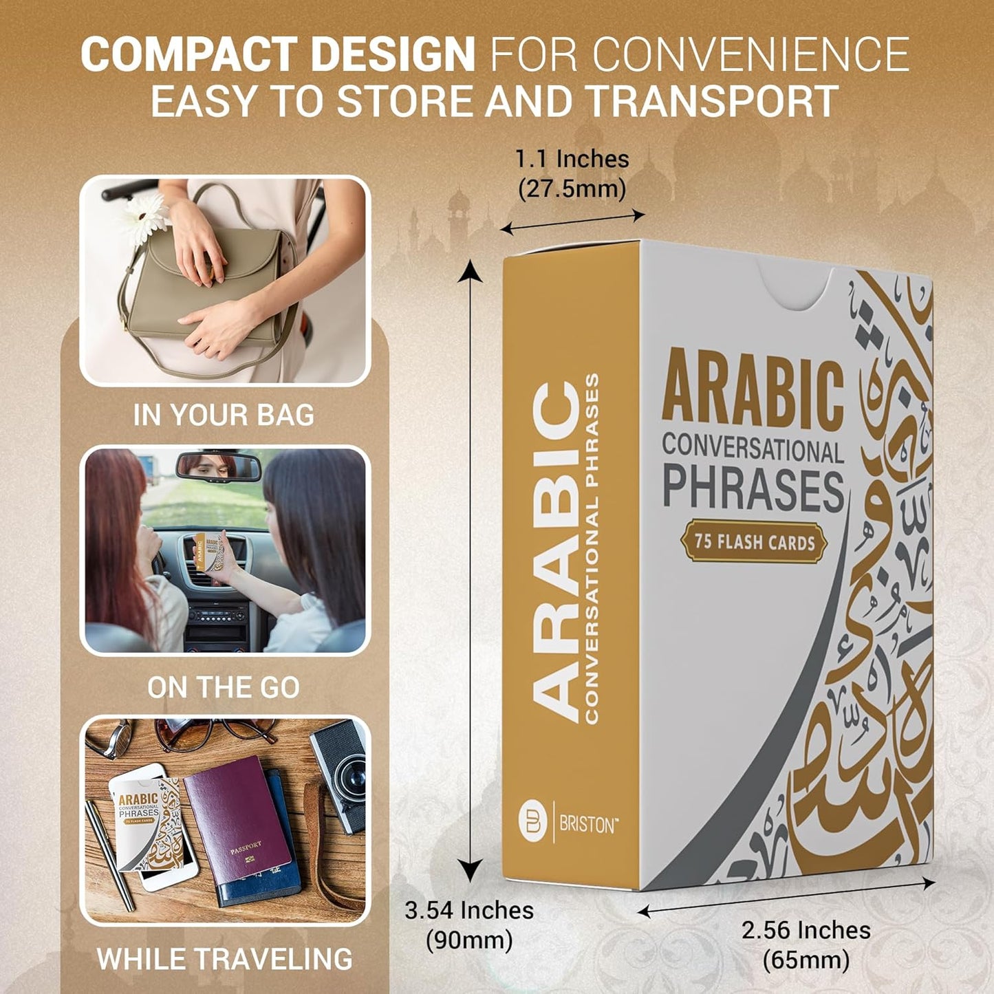 Arabic Conversational Phrase Flash Cards with essential phrases for everyday communication, designed for learners of all levels to enhance speaking and comprehension skills.