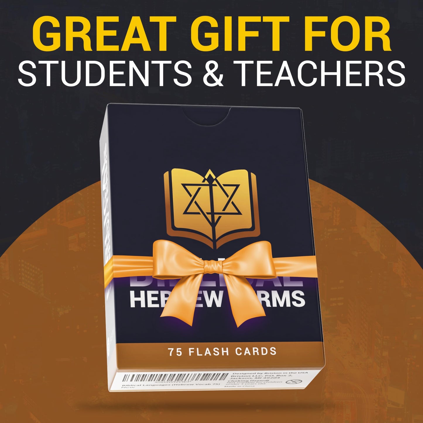 Hebrew Biblical Terms Flash Cards featuring 75 cards with Hebrew terms, English translations, pronunciations, and contextual insights for Bible study and religious education.