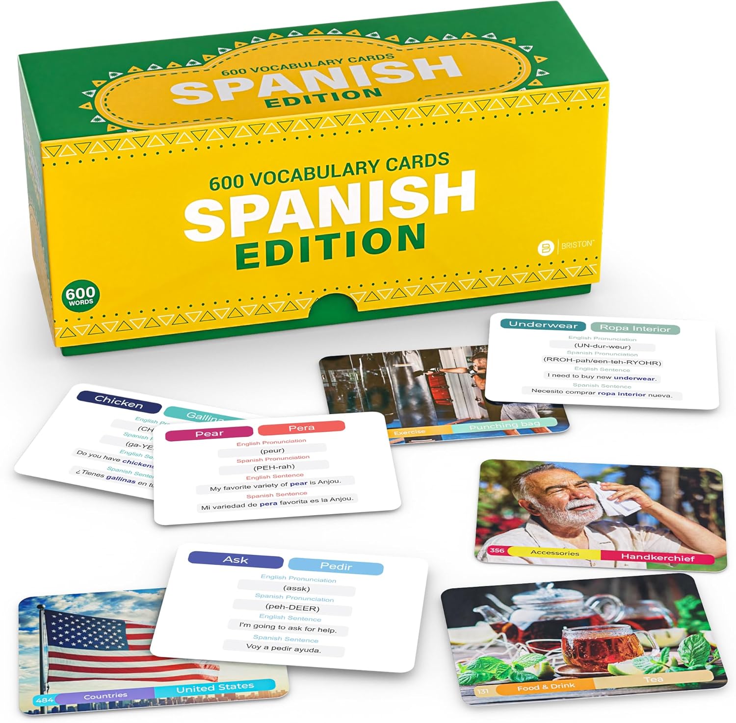 Spanish vocabulary flashcards for kids – Educational language learning cards with colorful illustrations, perfect for beginners, classrooms, and homeschool use.